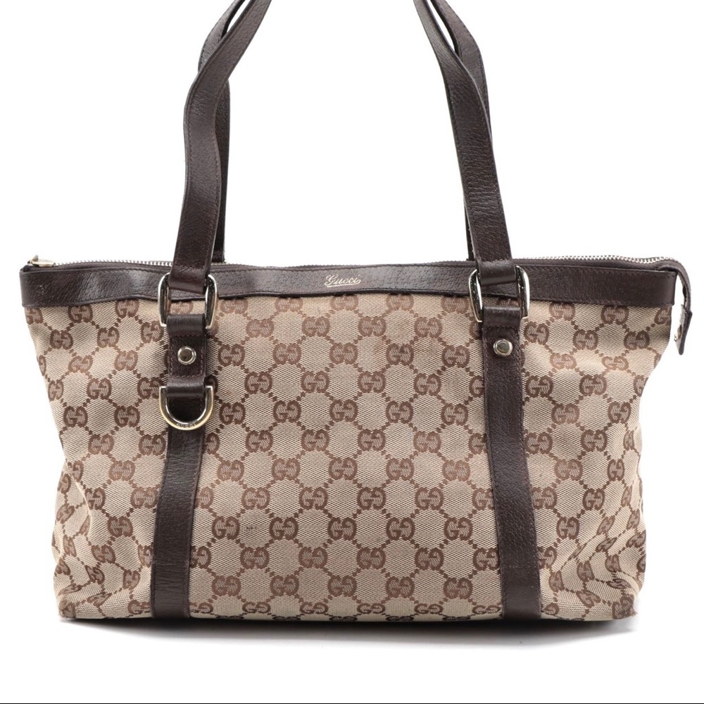 Small Brown Gucci Abby Tote in GG Supreme Canvas